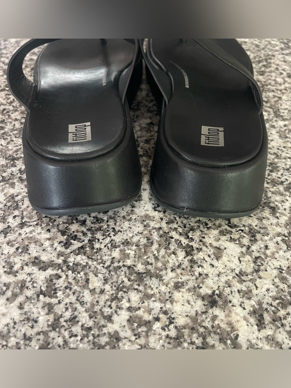FitFlop F-Mode Leather Flatform Toe-Post Sandals platform Black Size 9 Orthotic - Picture 6 of 8